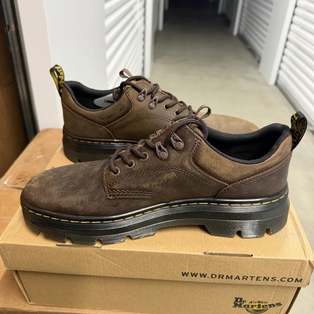 Dr. Martens Reeder Brown Leather Oxford Shoes Men's Size 10 Lug Sole AirWair